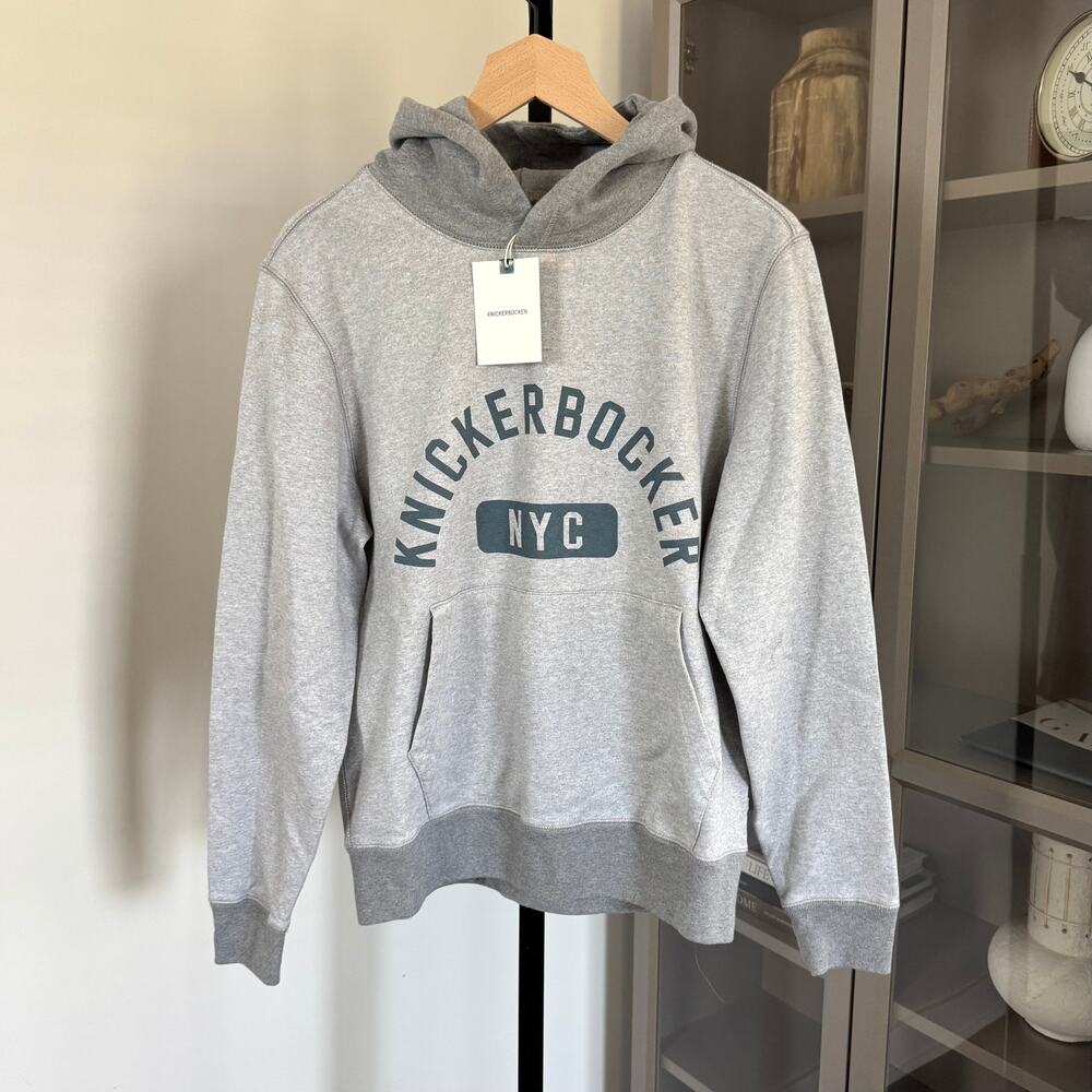 Knickerbocker Collegiate Heather Grey Logo Hoodie M NEW Spell Out Sweatshirt